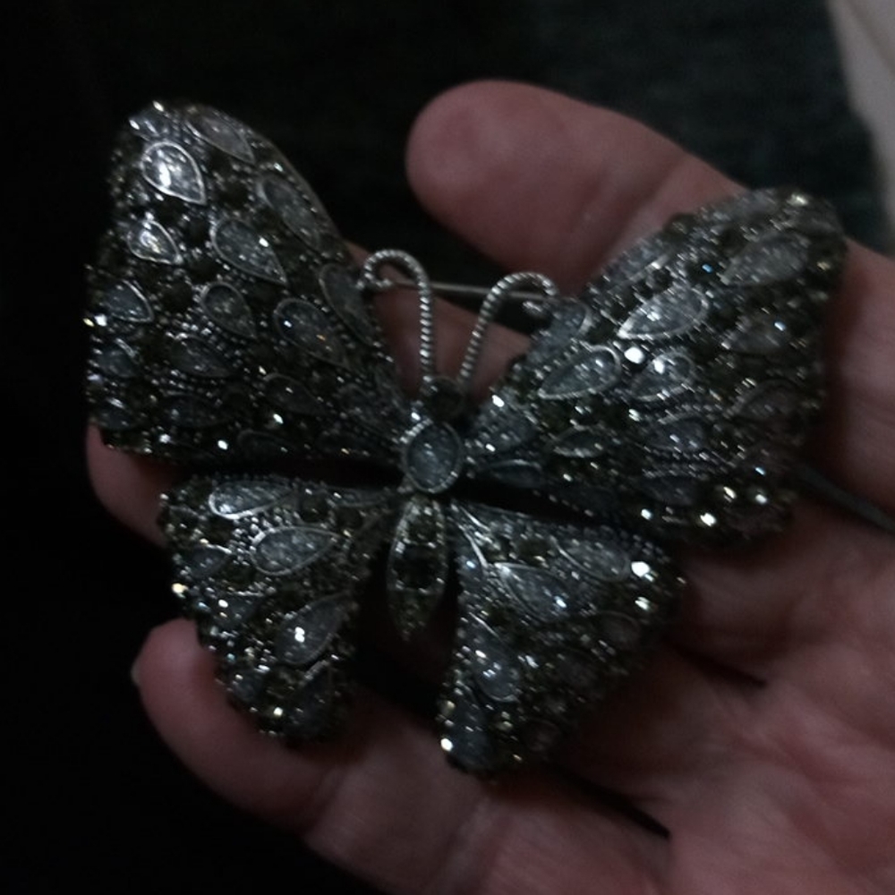 Joan Rivers crystal butterfly brooch